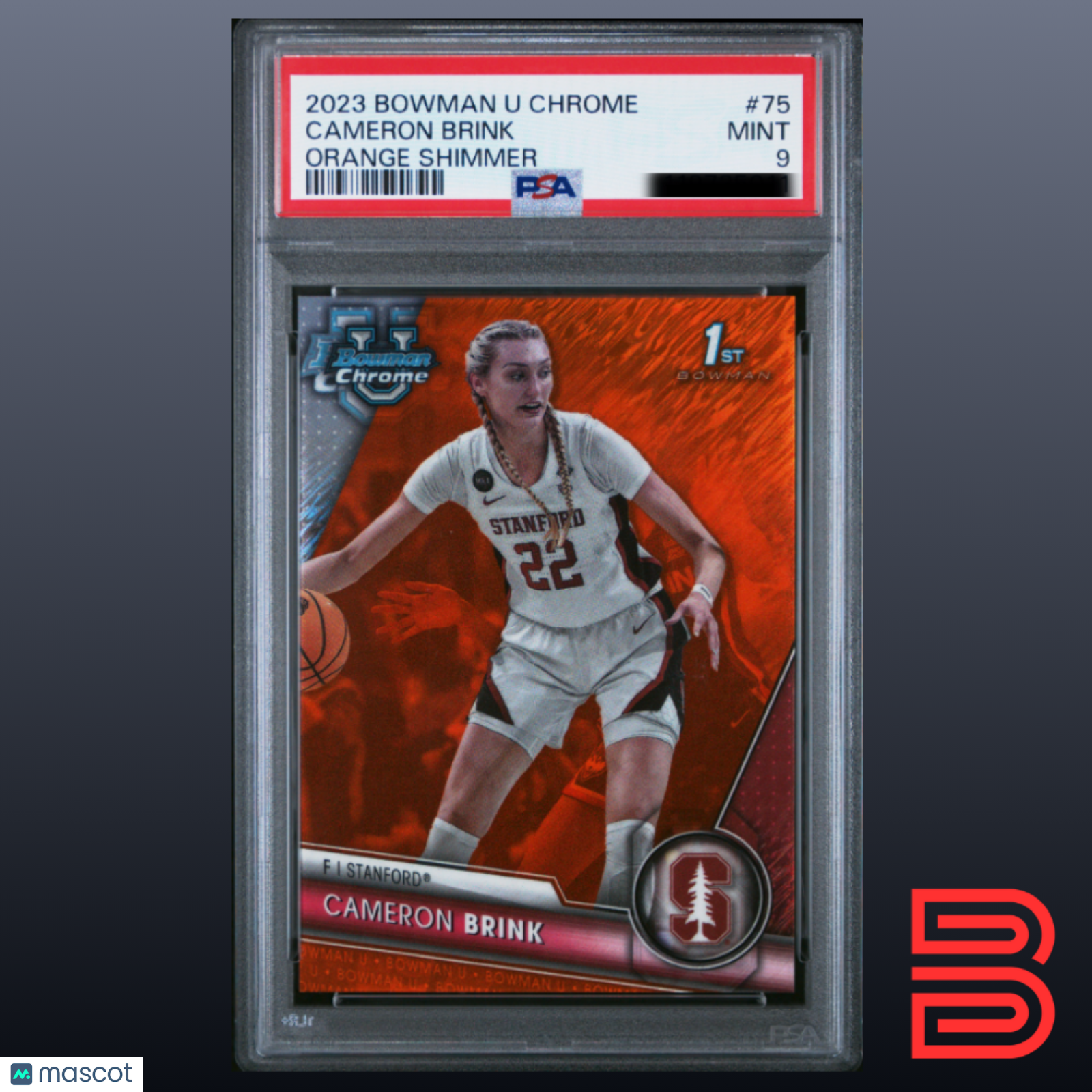 Cameron Brink 2023 Bowman University Chrome #75 Orange Shimmer /25 PSA 9
