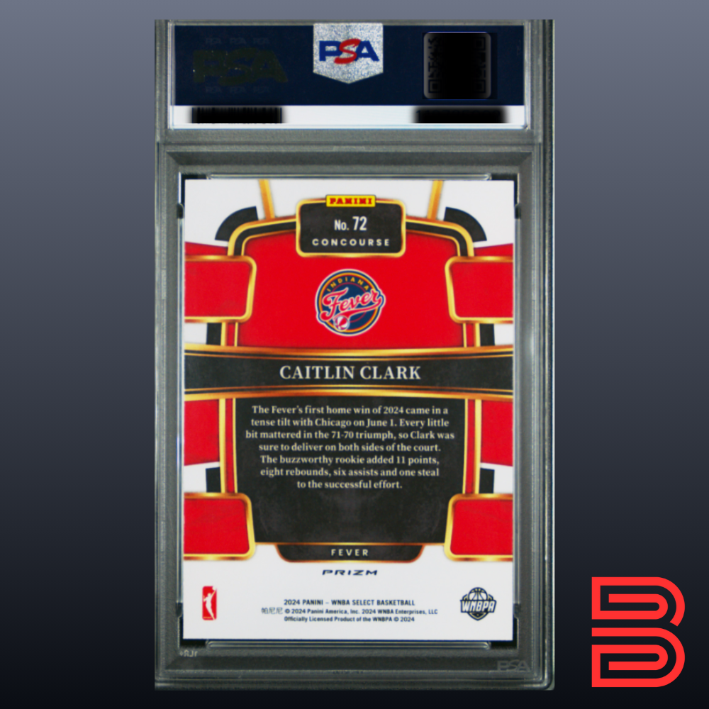 Caitlin Clark 2024 Panini Select WNBA #72 Concourse RC Silver Prizm PSA 9